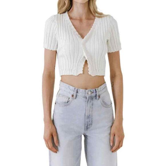 Endless Rose Cropped Ribbed Knit Ruffle Top - Picture 2 of 7